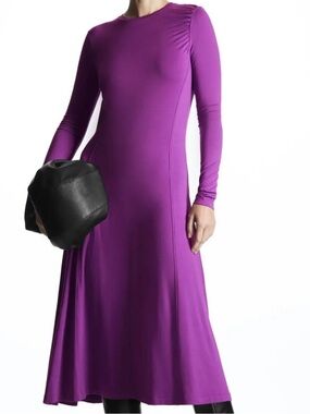 COS Long Sleeve Midi Dress Purple Large